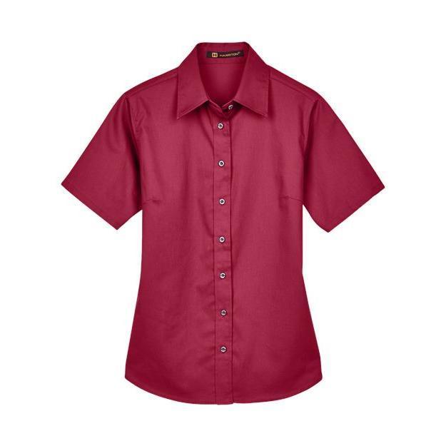 Harriton Women's Easy Blend™ Short Sleeve Twill Dress Shirt with Stain-Release