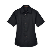 Harriton Women's Easy Blend™ Short Sleeve Twill Dress Shirt with Stain-Release