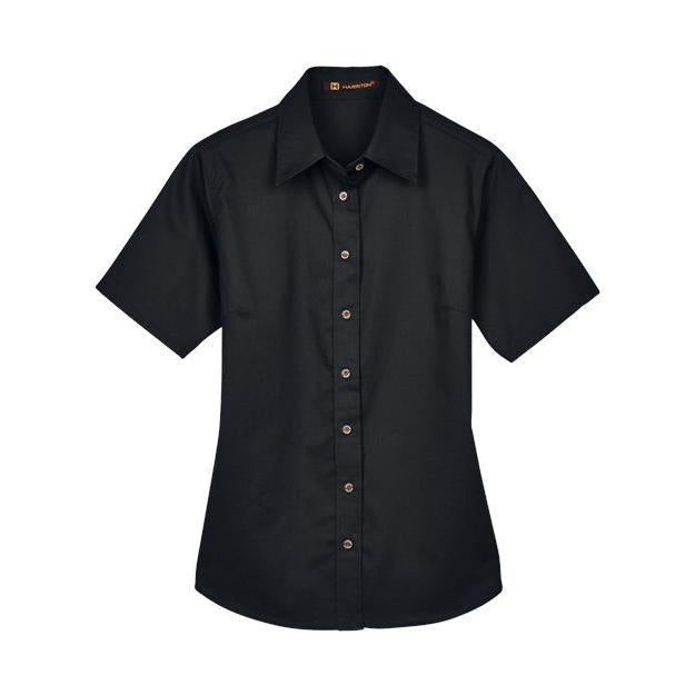 Harriton Women's Easy Blend™ Short Sleeve Twill Dress Shirt with Stain-Release