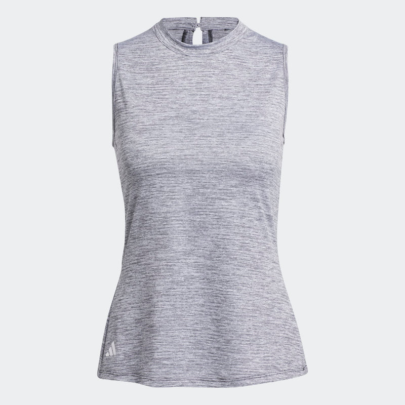 Adidas Essentials Heathered Mock-Neck Sleeveless Golf Polo - Womens