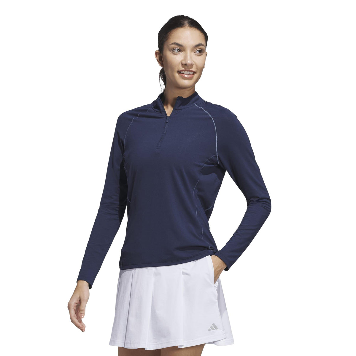 Adidas Ultimate365 Solid Quarter-Zip Mock Polo Shirt - Collegiate Navy