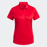 Adidas Women's Solid Performance Short Sleeve Polo Shirt - Collegiate Red