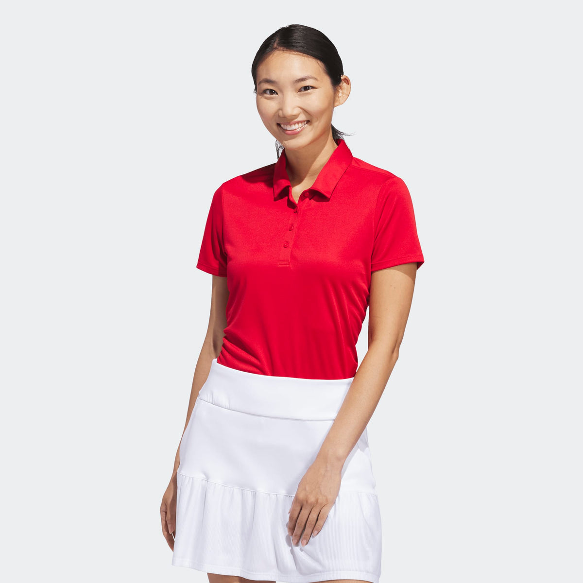 Adidas Women's Solid Performance Short Sleeve Polo Shirt - Collegiate Red