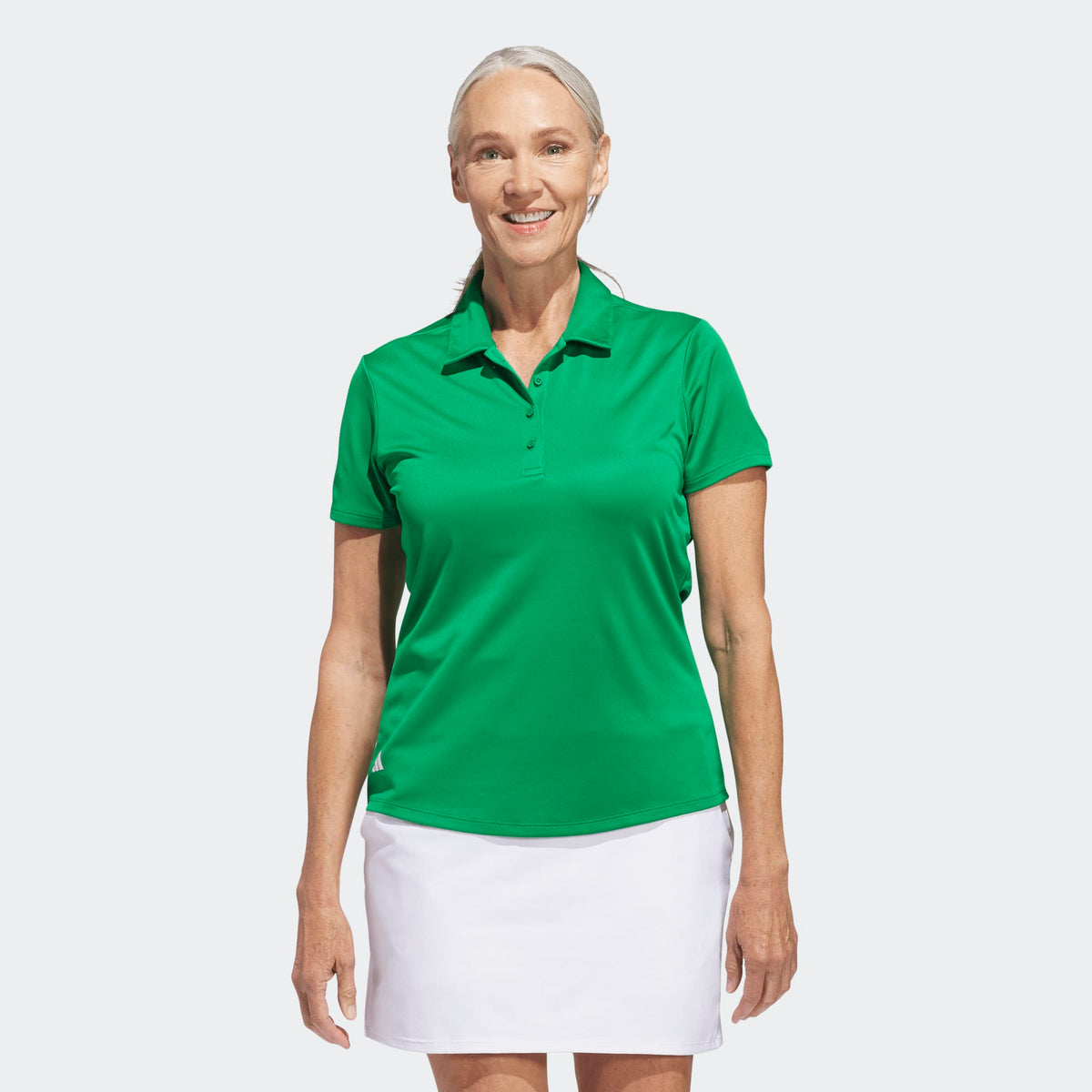 Adidas Women's Solid Performance Short Sleeve Polo Shirt - Green