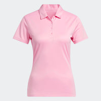 Adidas Women's Solid Performance Short Sleeve Polo Shirt - Light Pink