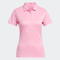 Adidas Women's Solid Performance Short Sleeve Polo Shirt - Light Pink