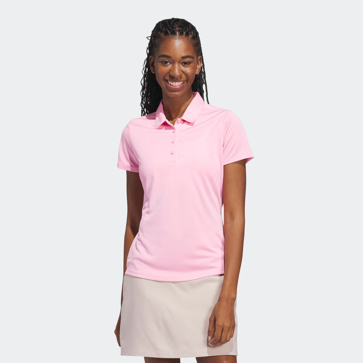 Adidas Women's Solid Performance Short Sleeve Polo Shirt - Light Pink