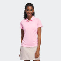 Adidas Women's Solid Performance Short Sleeve Polo Shirt - Light Pink