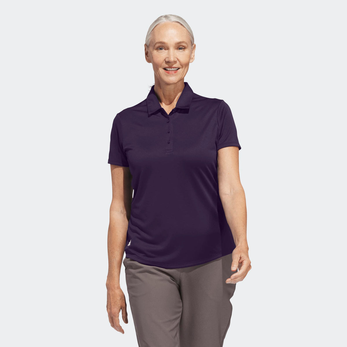Adidas Women's Solid Performance Short Sleeve Polo Shirt - Purple