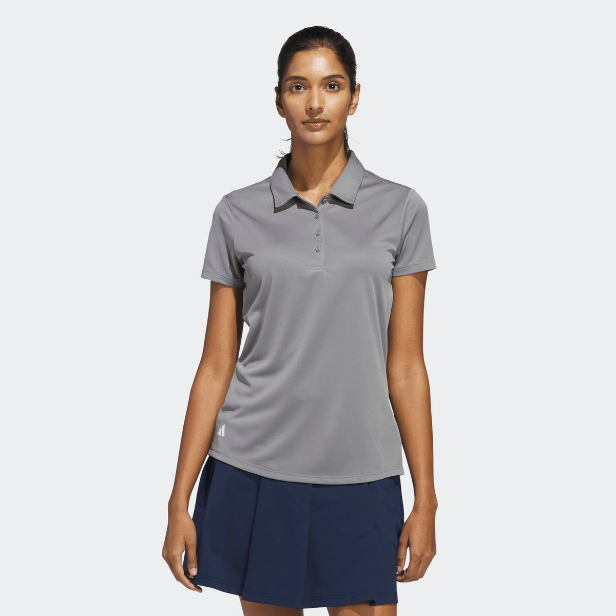 Adidas Women's Solid Performance Short Sleeve Polo Shirt - Grey Three