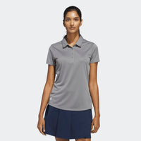 Adidas Women's Solid Performance Short Sleeve Polo Shirt - Grey Three