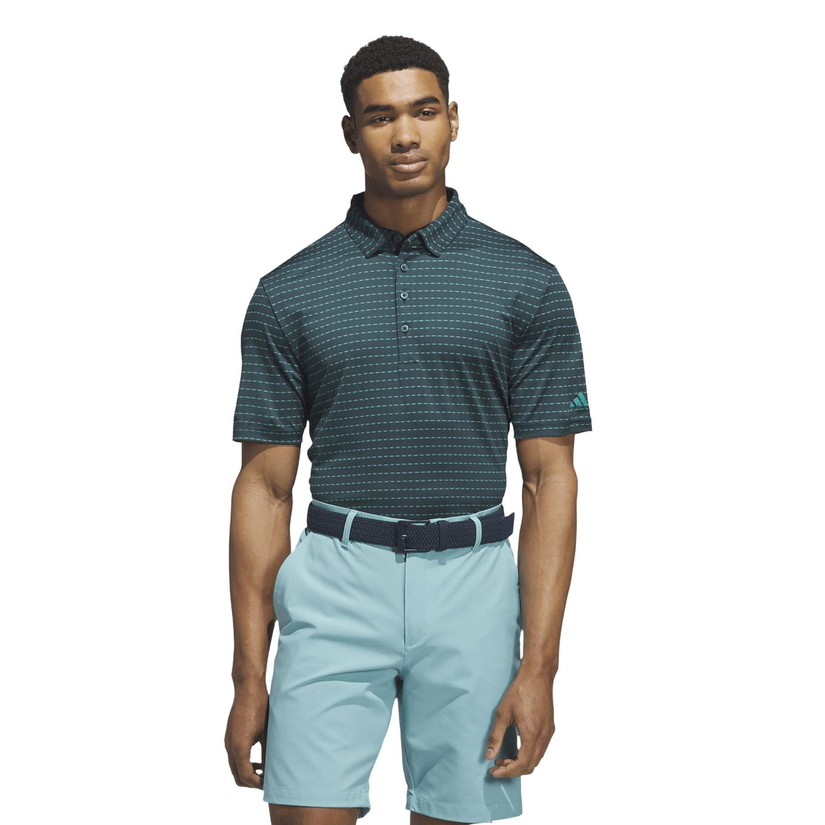 Adidas Ultimate365 Dash Stripe Polo Shirt - Aurora Ivy / Pure Teal