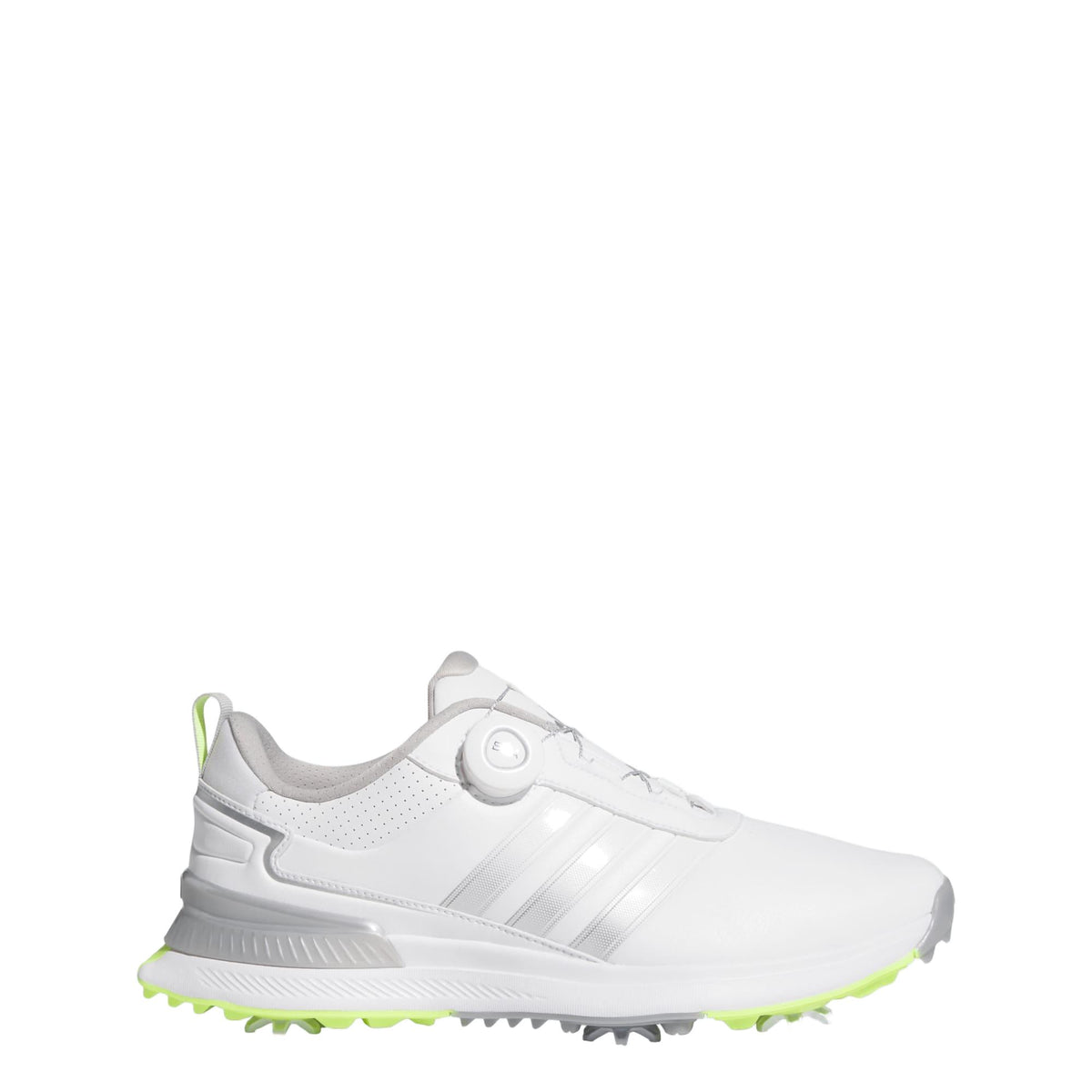 Adidas R2G BOA Golf Shoes - Cloud White / Silver Metallic / Lucid Lemon