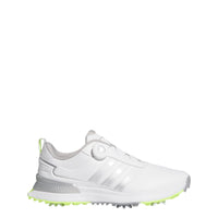 Adidas R2G BOA Golf Shoes - Cloud White / Silver Metallic / Lucid Lemon