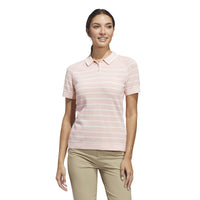 Adidas Ultimate365+ Stripe Knit Polo Shirt - Blush Pink