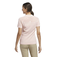 Adidas Ultimate365+ Stripe Knit Polo Shirt - Blush Pink