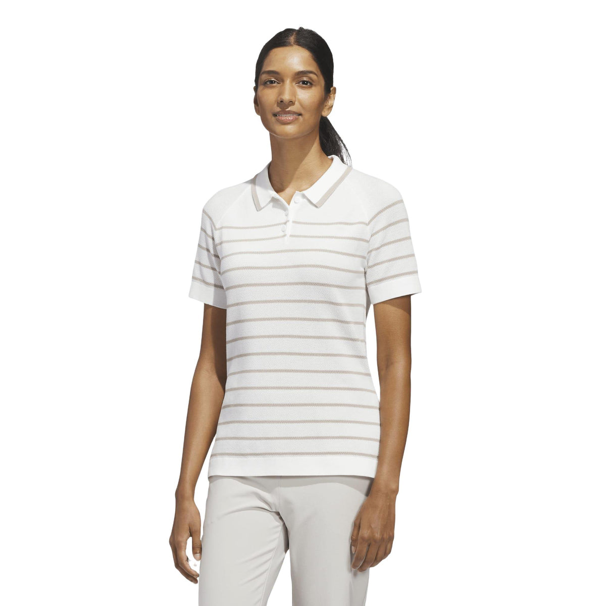 Adidas Ultimate365+ Stripe Knit Polo Shirt - White