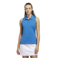 Adidas Ultimate365 Jacquard Sleeveless Polo Shirt - Lucid Ray Blue