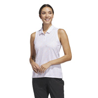 Adidas Ultimate365 Printed Ottoman Climacool Sleeveless Polo - White