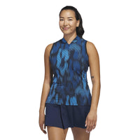 Adidas Ultimate365 Tour Printed Sleeveless Polo Shirt - Lucid Ray Blue