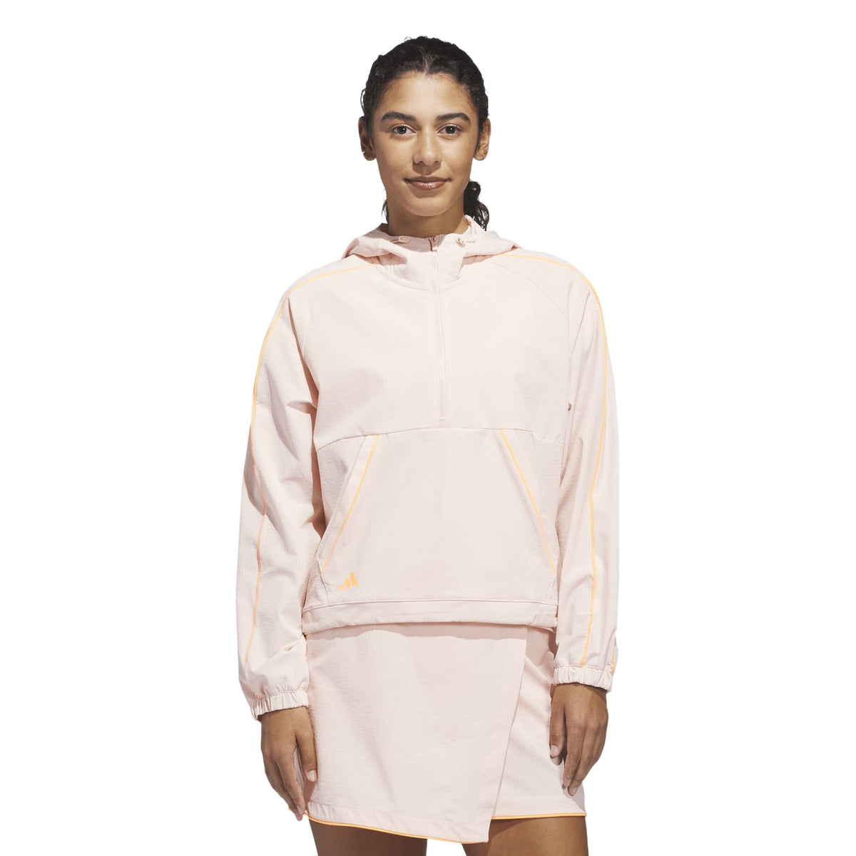Adidas Ultimate365 Seersucker Quarter-Zip Jacket - Blush Pink