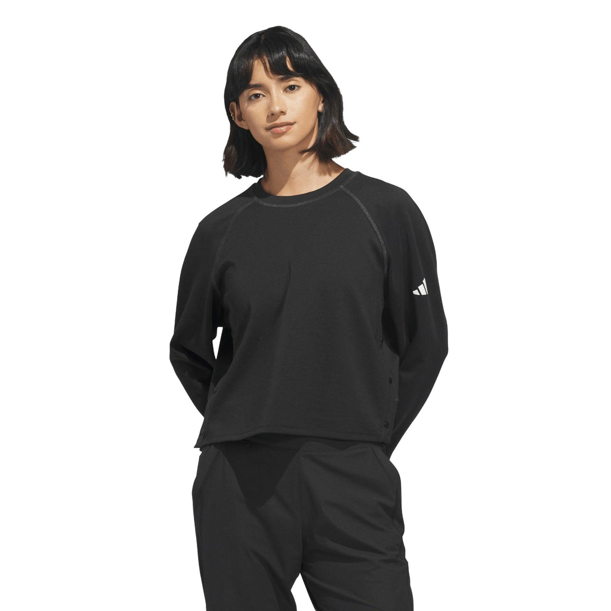 Adidas Beyond The Course Side-Snap Twistweave Sweatshirt - Black