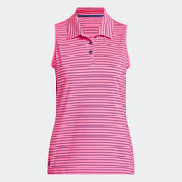 Adidas Performance Stripe Sleeveless Polo - Lucid Pink