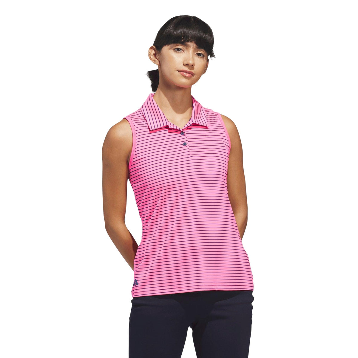 Adidas Performance Stripe Sleeveless Polo - Lucid Pink