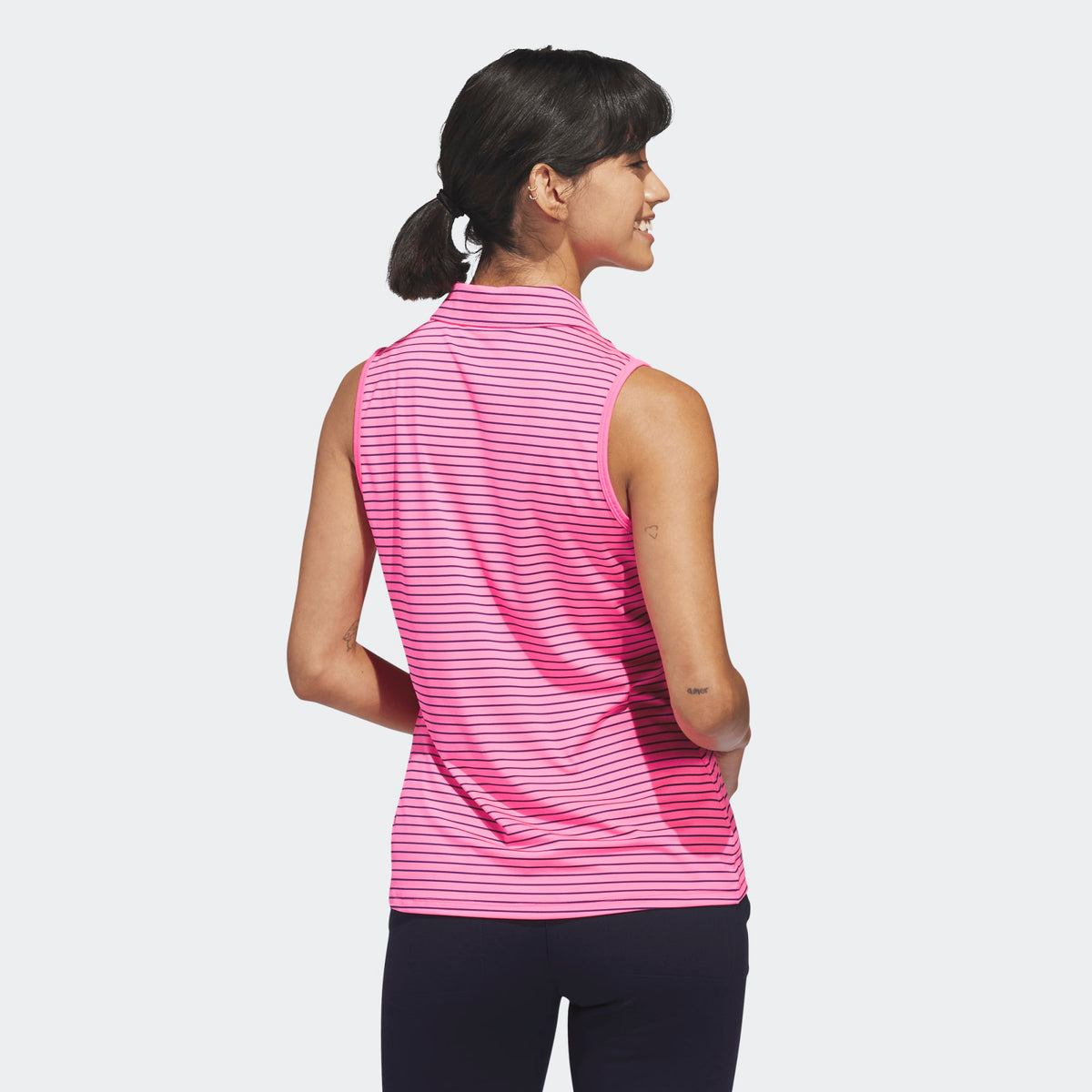 Adidas Performance Stripe Sleeveless Polo - Lucid Pink