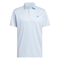 Adidas Performance Textured Print Polo Shirt - Crystal Sky / Lucid Ray Blue