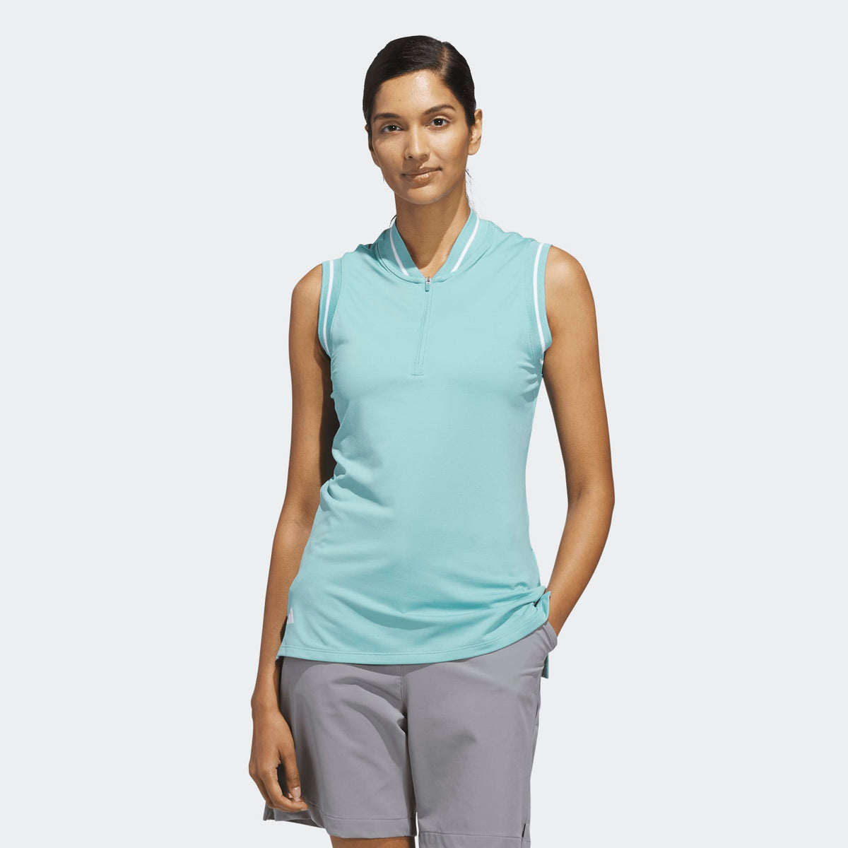 Adidas Ultimate365 Zip Polo - Mint Ton / White