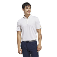 Adidas Ultimate365+ Pencil Stripe Climacool Polo Shirt - White / Semi Ice Tangerine