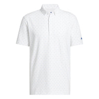 Adidas Ultimate365+ Micro Print Polo Shirt - White / Lucid Ray Blue