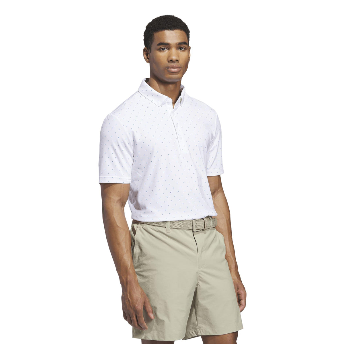 Adidas Ultimate365+ Micro Print Polo Shirt - White / Lucid Ray Blue