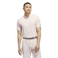 Adidas Ultimate365+ Micro Print Polo Shirt - Blush Pink / Dusky Petrol