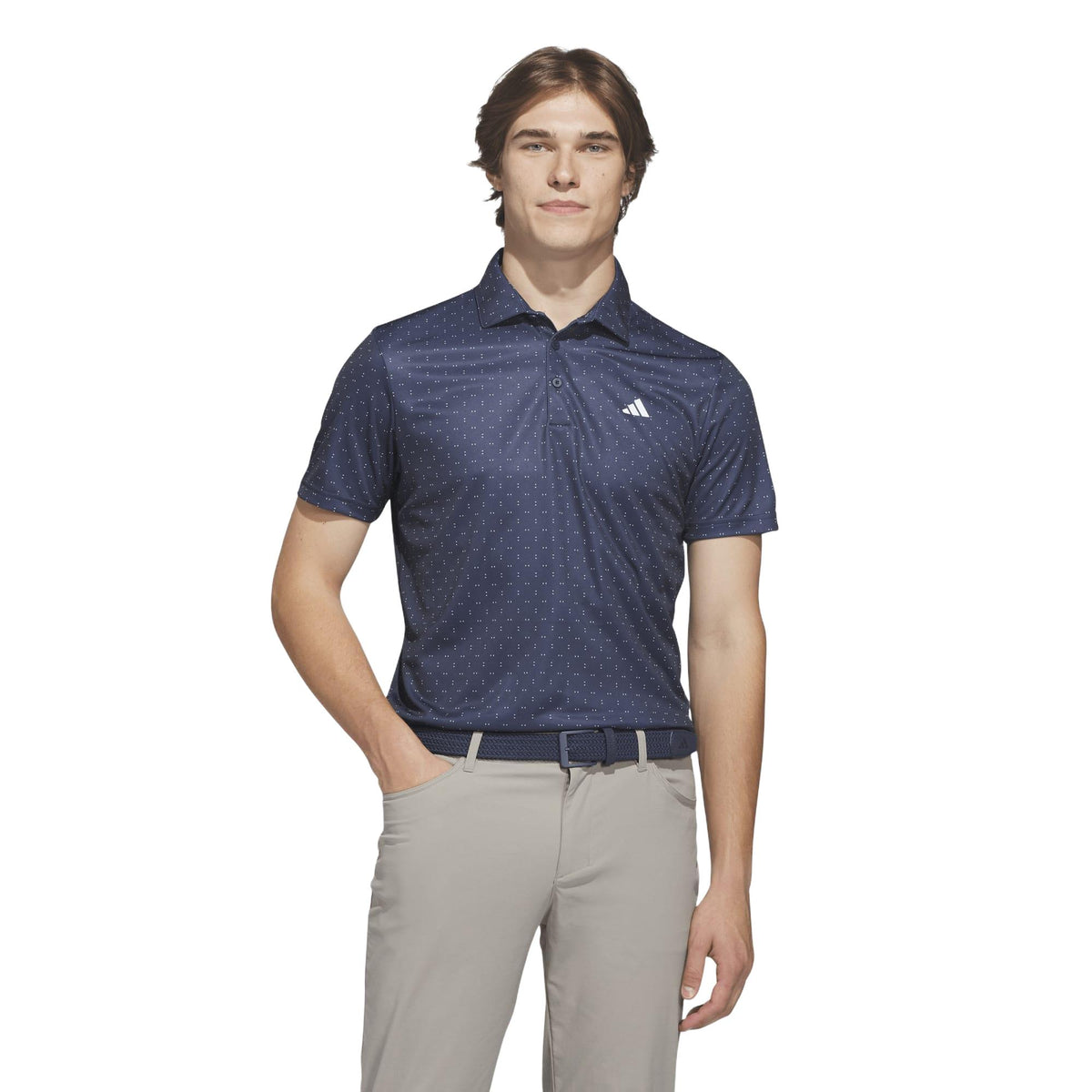 Adidas Performance Textured Print Polo Shirt - Collegiate Navy / White