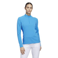 Adidas Ultimate365 Solid Quarter-Zip Mock Polo Shirt - Lucid Ray Blue