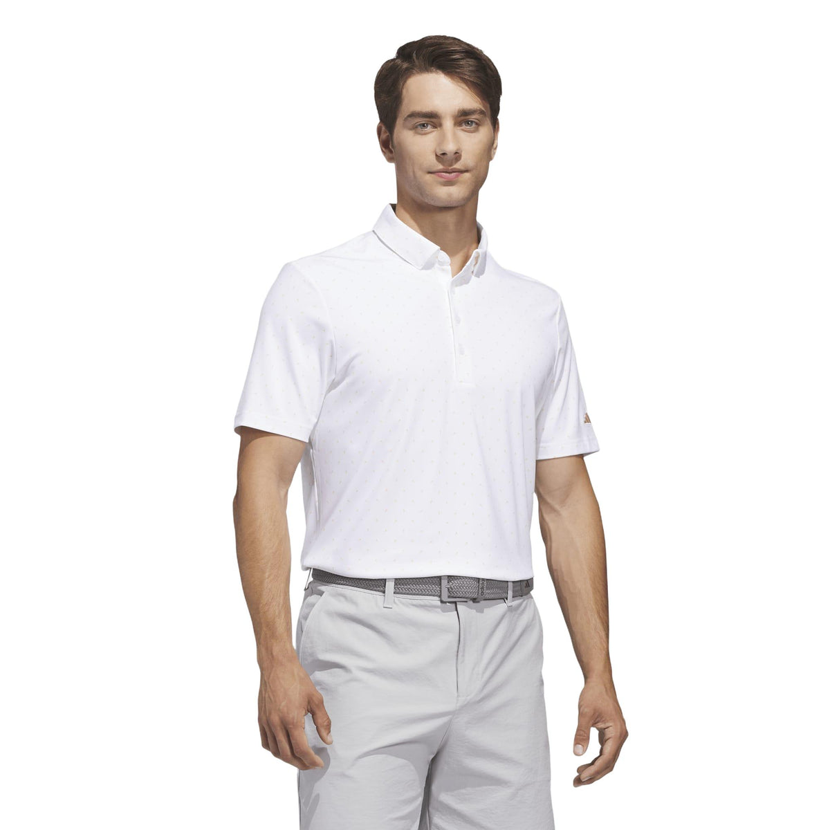 Adidas Ultimate365+ Micro Print Polo Shirt - White / Semi Ice Tangerine