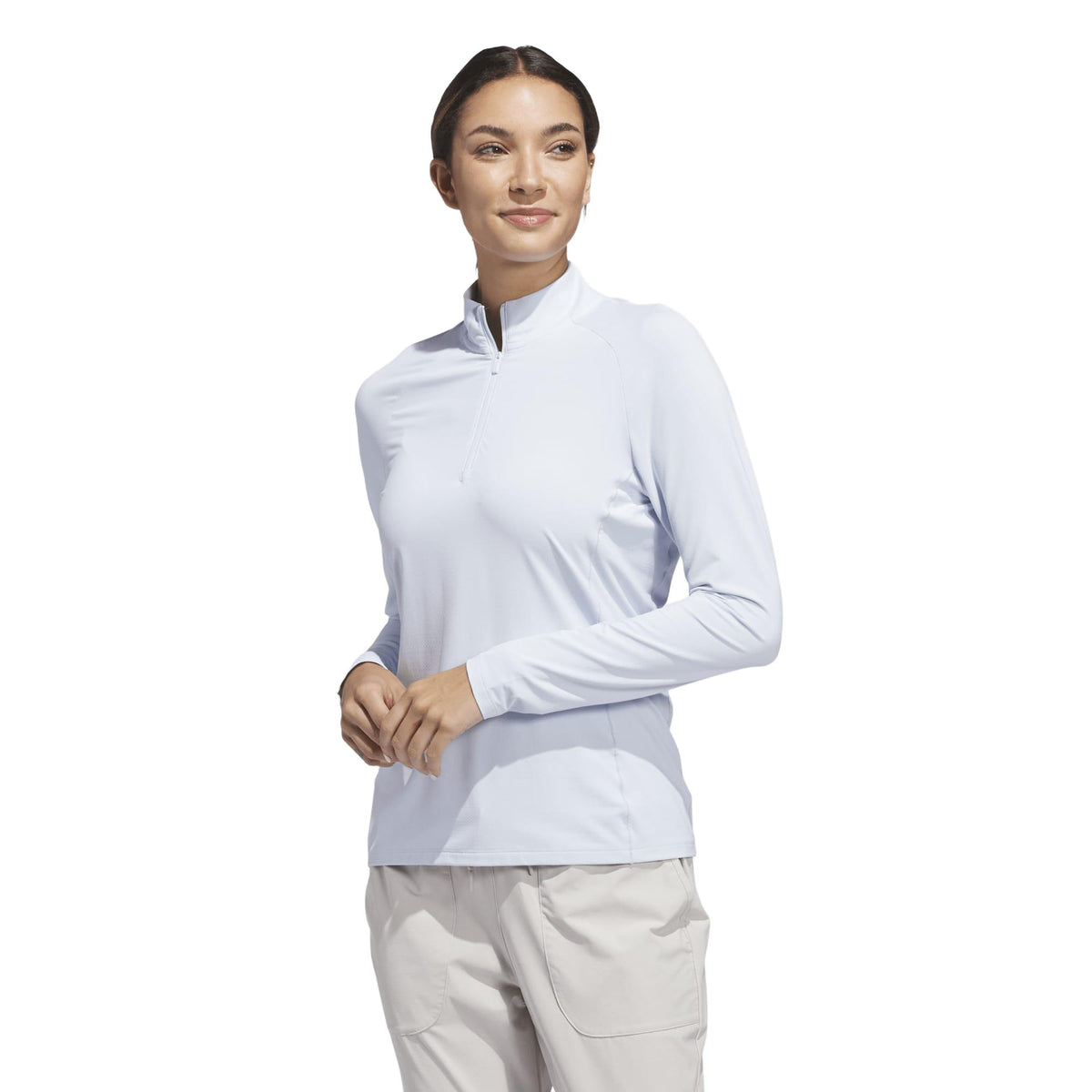 Adidas Ultimate365 Solid Quarter-Zip Mock Polo Shirt - Crystal Sky