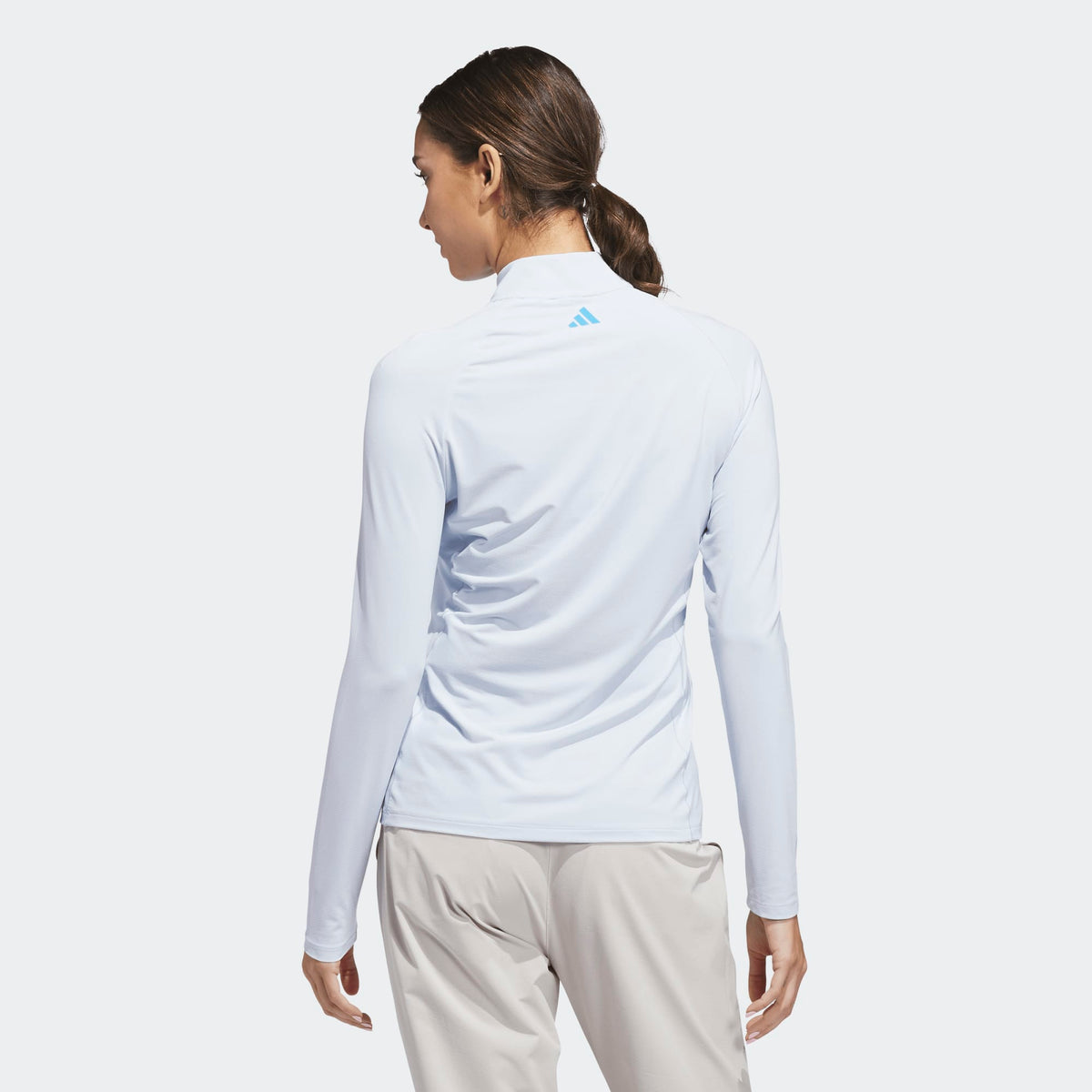 Adidas Ultimate365 Solid Quarter-Zip Mock Polo Shirt - Crystal Sky
