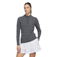 Adidas Ultimate365 Printed Quarter-Zip Mock Polo Shirt - Lucid Ray Blue