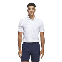 Adidas Ultimate365+ Butterspun Soft Print Polo Shirt - White / Wonder Sage