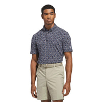 Adidas Ultimate365+ Butterspun Soft Print Polo Shirt - Collegiate Navy / White