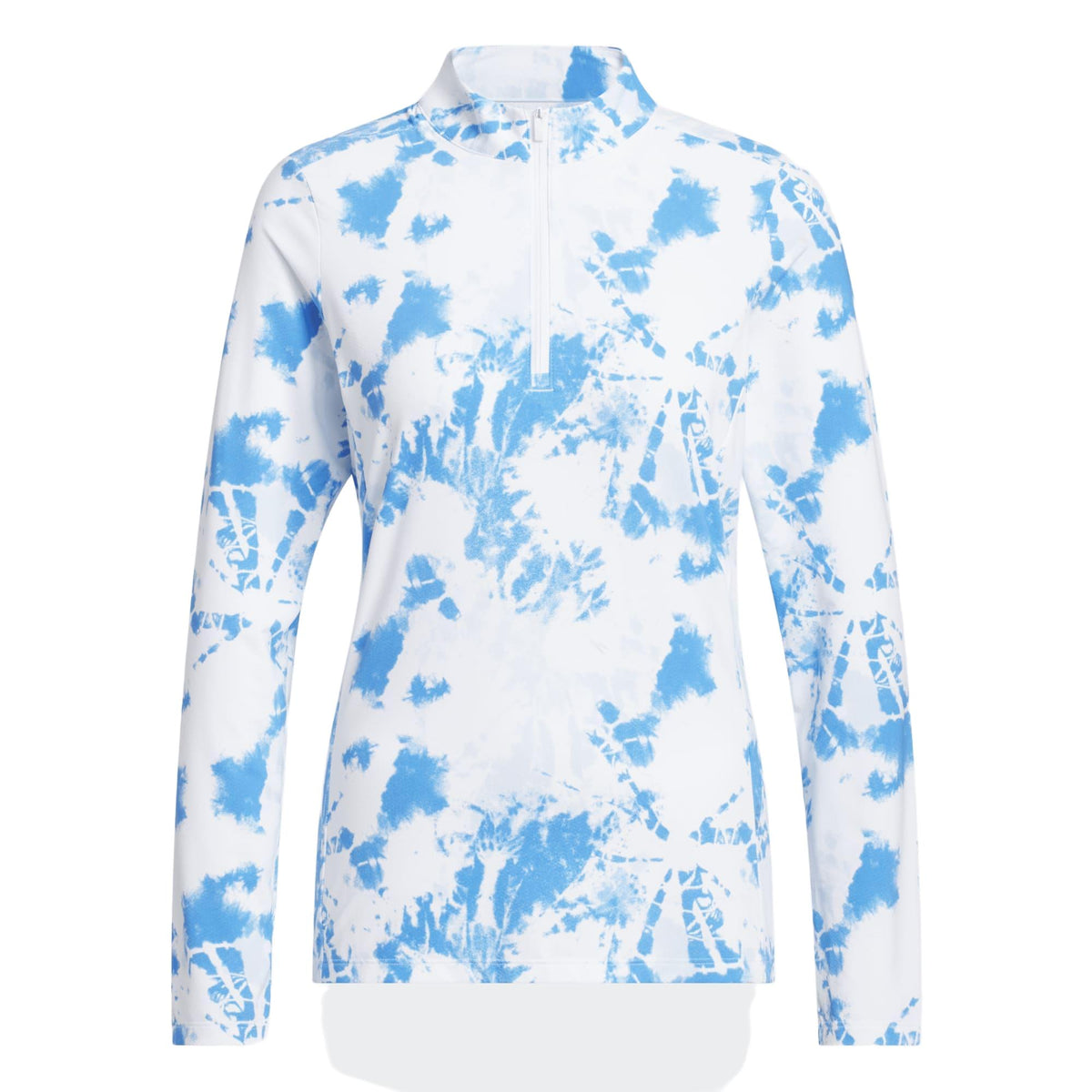 Adidas Ultimate365 Printed Quarter-Zip Mock Polo Shirt - White / Crystal Sky