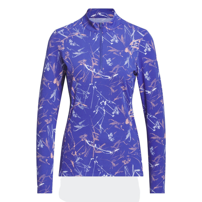 Adidas Ultimate365 Cool Feeling Printed Quarter-Zipper Mock Neck Top - Dual Indigo / White