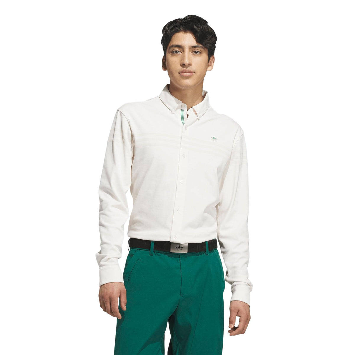Adidas Originals Twistknit Button Up Polo Shirt - Chalk White