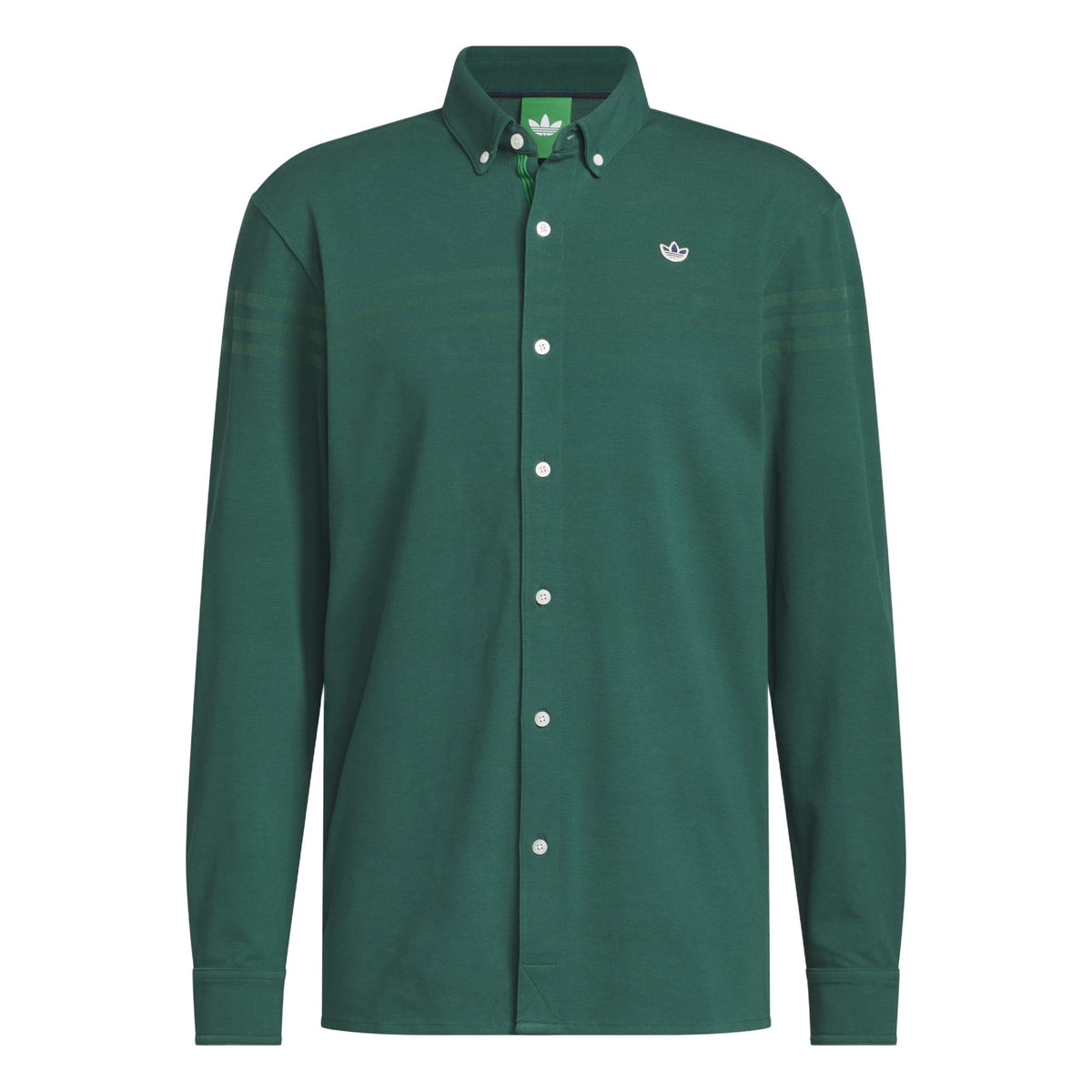 Adidas Originals Twistknit Button Up Polo Shirt - Collegiate Green