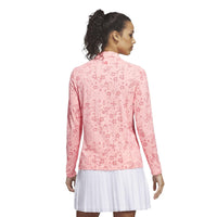 Adidas Ultimate365 Cool Feeling Printed Quarter-Zipper Mock Neck Top - Frozen Turbo / Pure Turbo