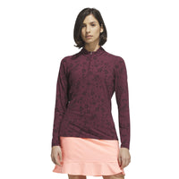Adidas Ultimate365 Cool Feeling Printed Quarter-Zipper Mock Neck Top - Maroon