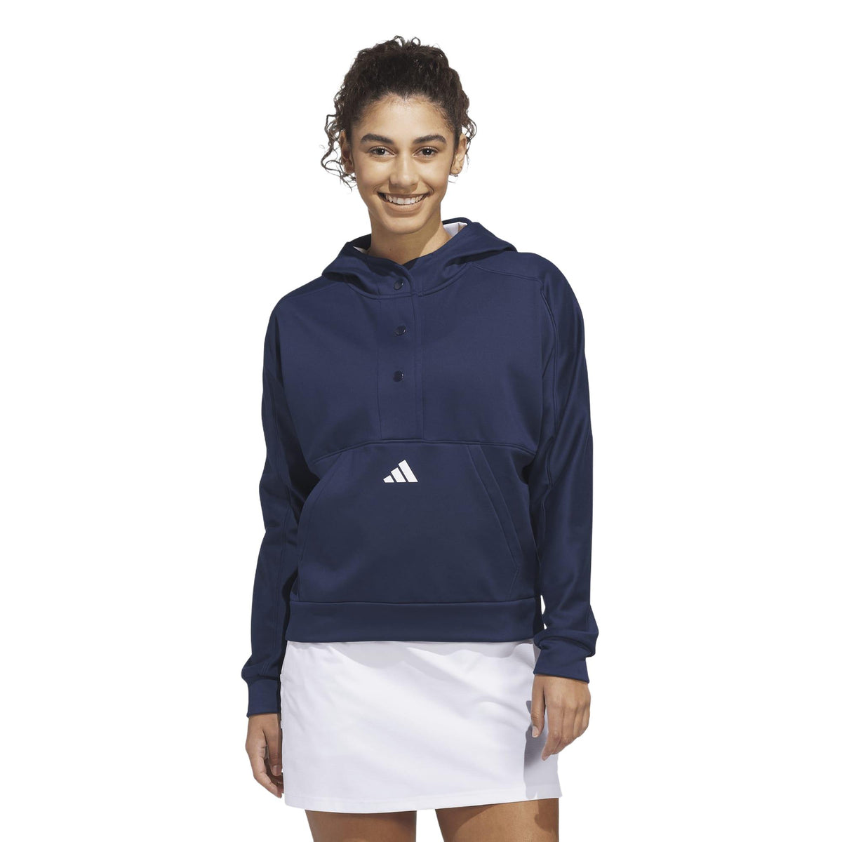Adidas Beyond The Course Snap Climawarm Loose Hoodie - Collegiate Navy
